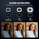 Webcam Dorn Pro Led 360 4k 12mp Luz Led E Microfone Duplo