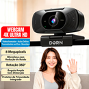 Webcam Dorn A90 4k 8mp 92° Usb Microfone Capa Privacidade