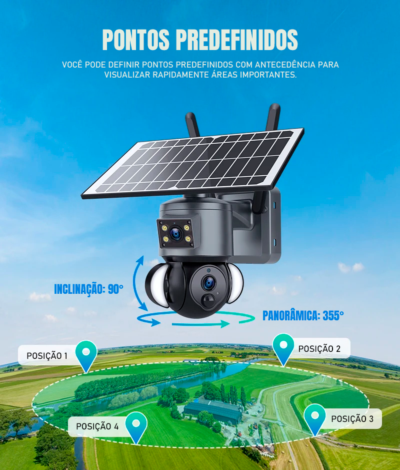 Câmera De Segurança Dorn 4g 4k Ptz com painel Solar