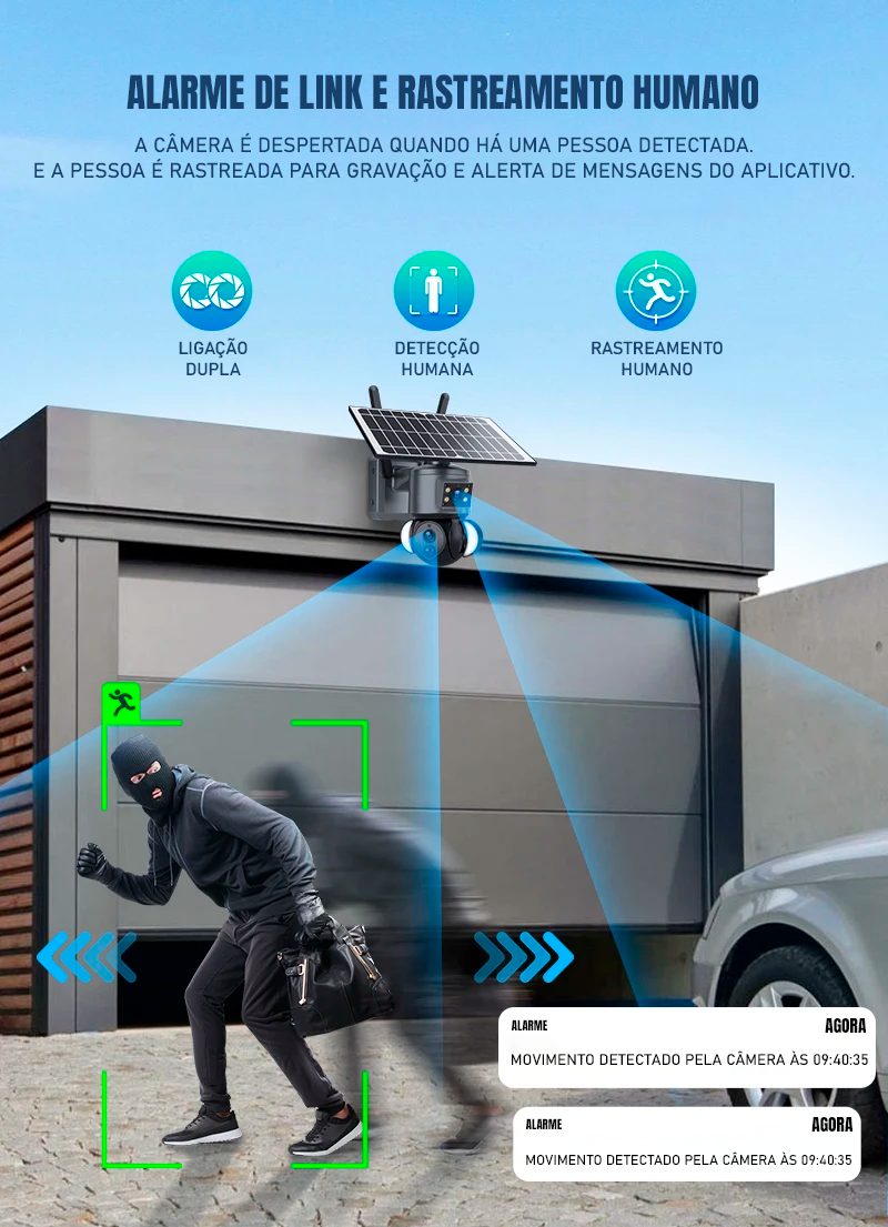 Câmera De Segurança Dorn 4g 4k Ptz com painel Solar