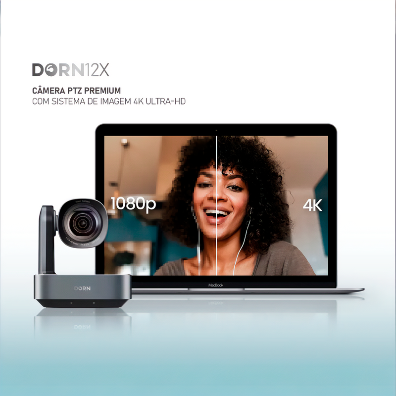 Kit 5 Câmeras Robóticas Ptz 4k 12x Dorn Hdmi Usb Rj45 NdiHX2 POE + Controladora PTZ Multiview + 5 Suportes de Parede