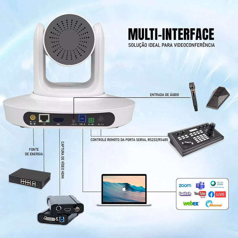 Câmera Robótica Dorn Ptz 20X 4K Ultra HD Hdmi Rj45 Usb Poe