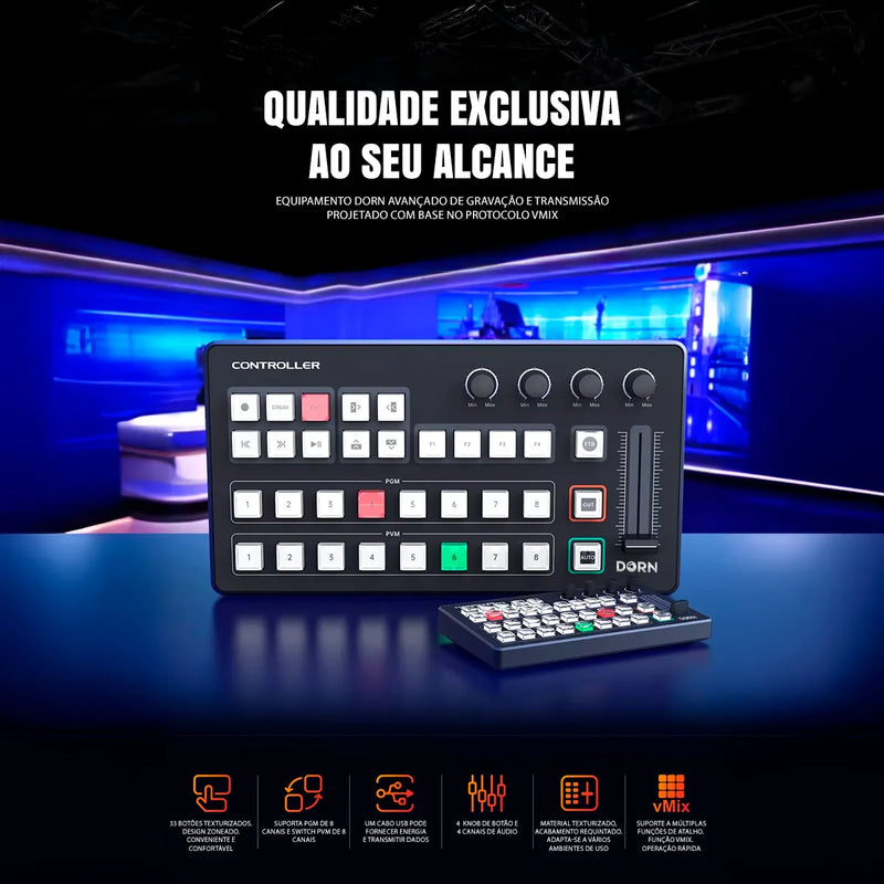 Mesa Controladora Dorn Vmix Pro - Mixer De Video Ip Usb