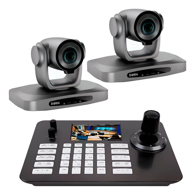 2x Câmera Robótica PTZ Dorn 30xU 4K HDMI NDI|HX Webcam + Controladora (Kit com Duas Câmeras PTZ 4K Zoom 30x + 1 Controladora)