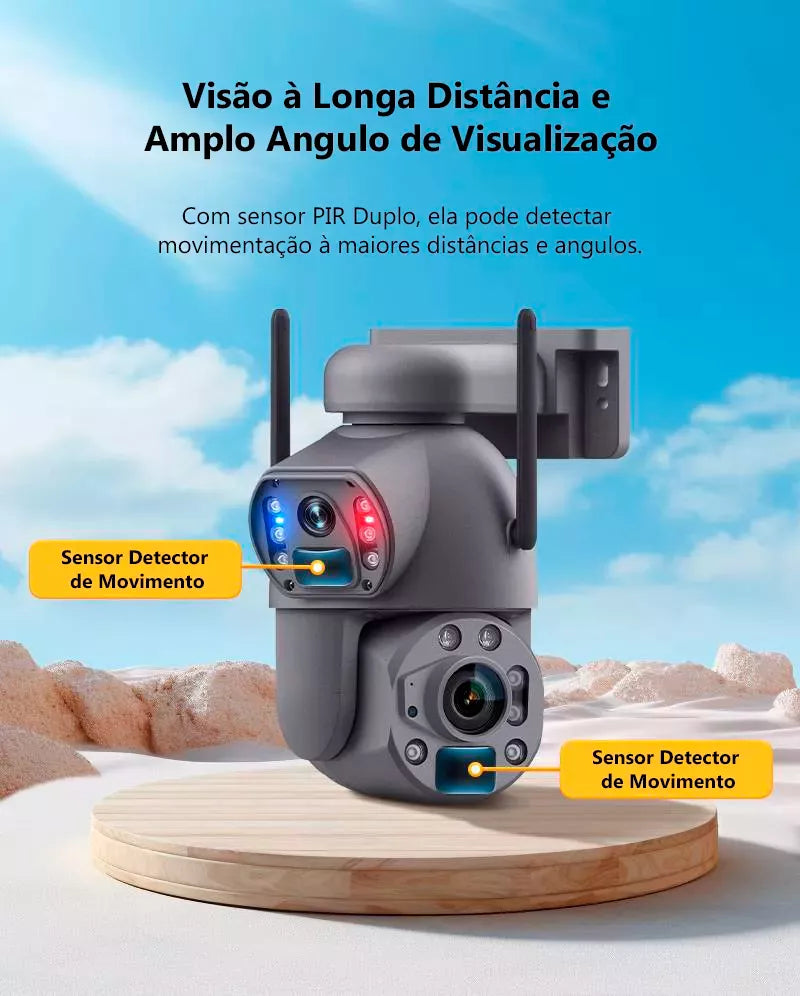 Câmera De Segurança Solar Zoom 36x Wifi ou 4G + Lente Dupla 4k + Visão Noturna 100m