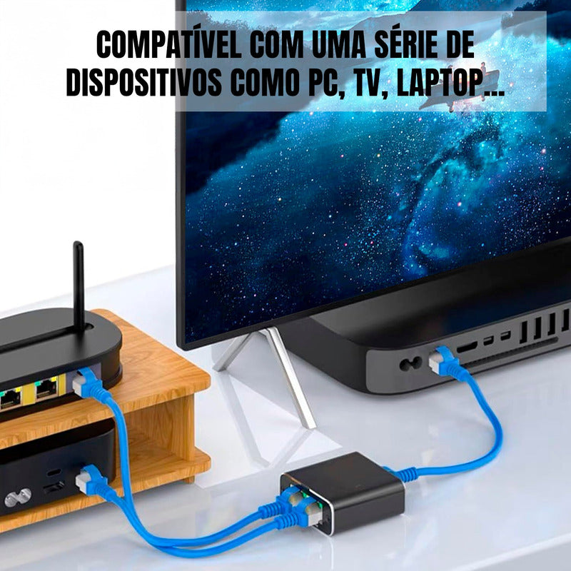 Duplicador De Saídas 2 Cabo De Rede Rj45 Emenda Internet 1gb Dorn