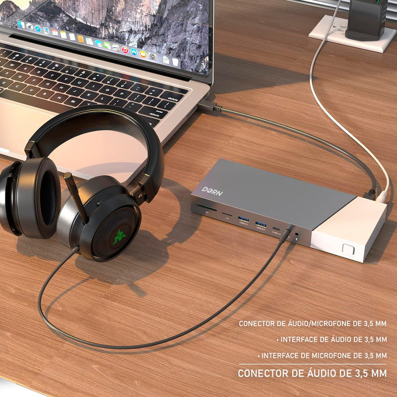 Hub Usb Dorn 15 Portas Usb-c Displaylink 3 Monitores.