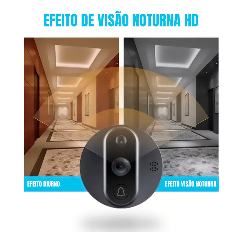 Câmera Olho Mágico Digital Dorn - Full HD 1080P, Visor 4,3", Áudio Bidirecional e Wi-Fi