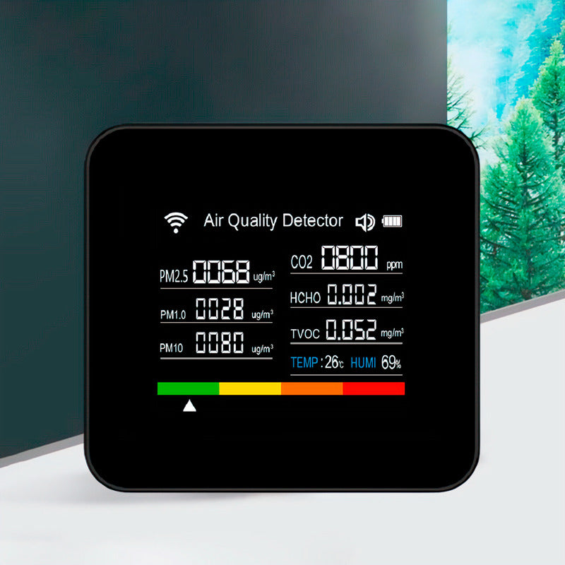 Monitor de Qualidade do Ar Dorn 5 em 1 - CO2, PM2.5, Temp/Umid. - Wi-Fi e Alertas Tuya Smart