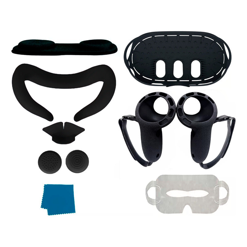 Kit de Proteção Virtua FX 5 em 1 para Meta Quest 3 - Capa, Grips, Máscara Facial e Protetor de Lentes