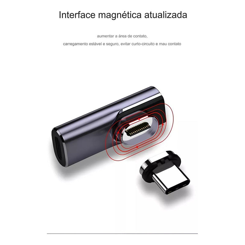 Extensor 90º Magnético Usb C Tipo C Macho Fêmea 40gbps