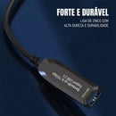 Cabo Extensor USB 3.0 Ativo Dorn - Fibra Óptica 10 Gbps, Sem Perda de Sinal para Webcam 4K/Streaming