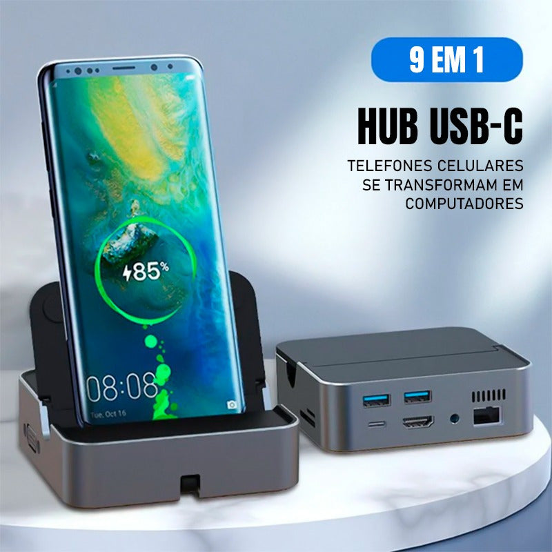 Dockstation Hub 10 Em 1 Hdmi 4k, Sd+tf, + Usb3.0 P/ Celular