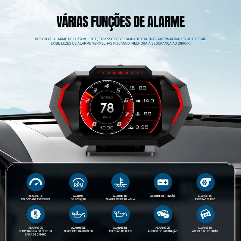 Marcador Temperatura Digital Carro Obd2 Medidor Inclinação