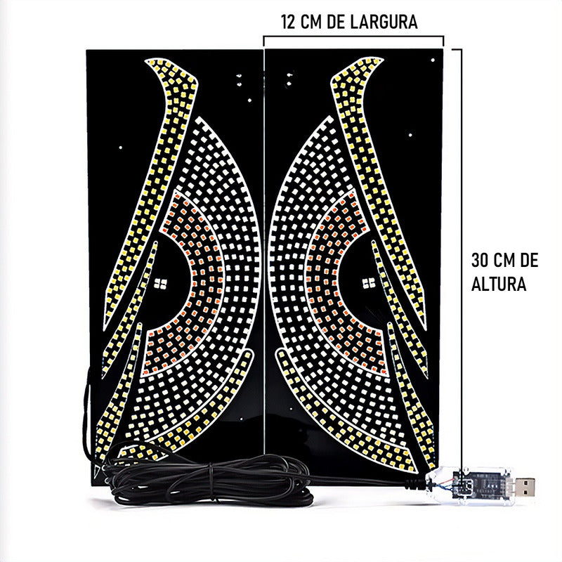 Painel LED de Olho Virtua FX para Carro - USB, Alto Brilho e Letreiro de Expressões Criativas