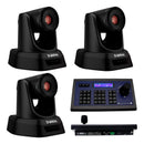 Kit 3 Câmeras Ptz Robóticas Dorn 20x Hdmi Usb + 1 Controle PTZ + 3 Suportes de Parede