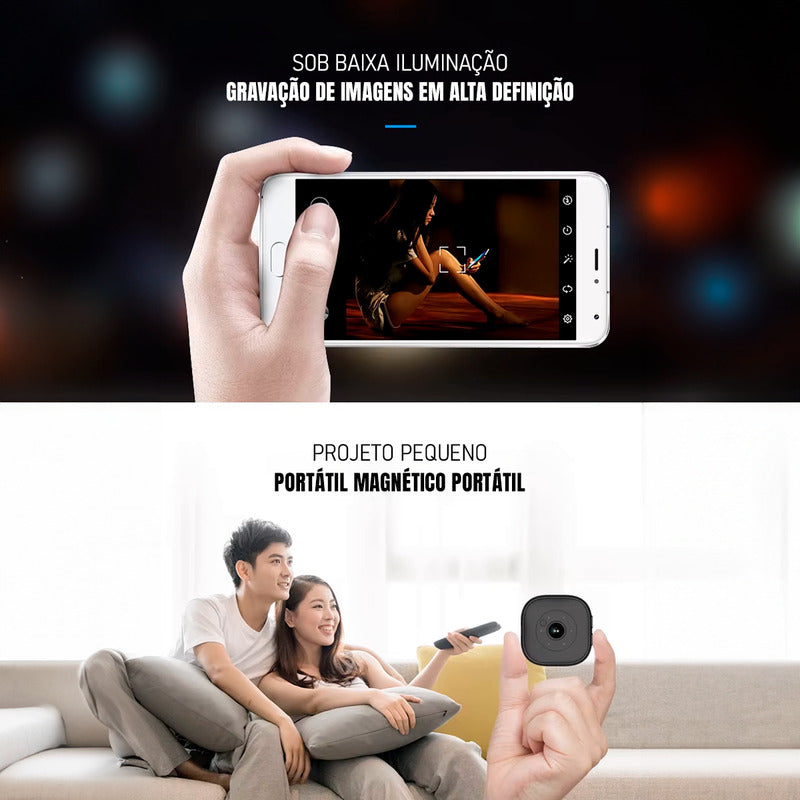 Mini Camera Ip Espiã Wifi Angulo De Visão Amplo 120 Graus