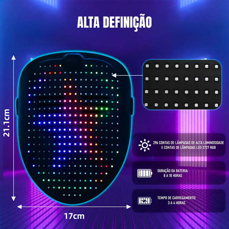 Máscara Led Com Efeito Sonoro Festa Dj  - Virtua Fx