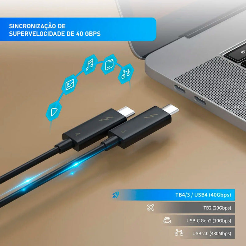 Cabo Dorn Thunderbolt 4 1m 8k@60hz Usb-c Ouro