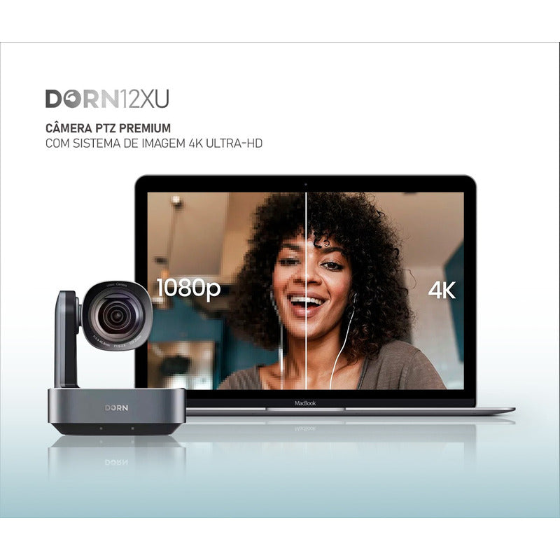 Câmera Robótica Dorn Ptz 4k 12x Hdmi Rj45 Usb Ndi Hx2 Poe