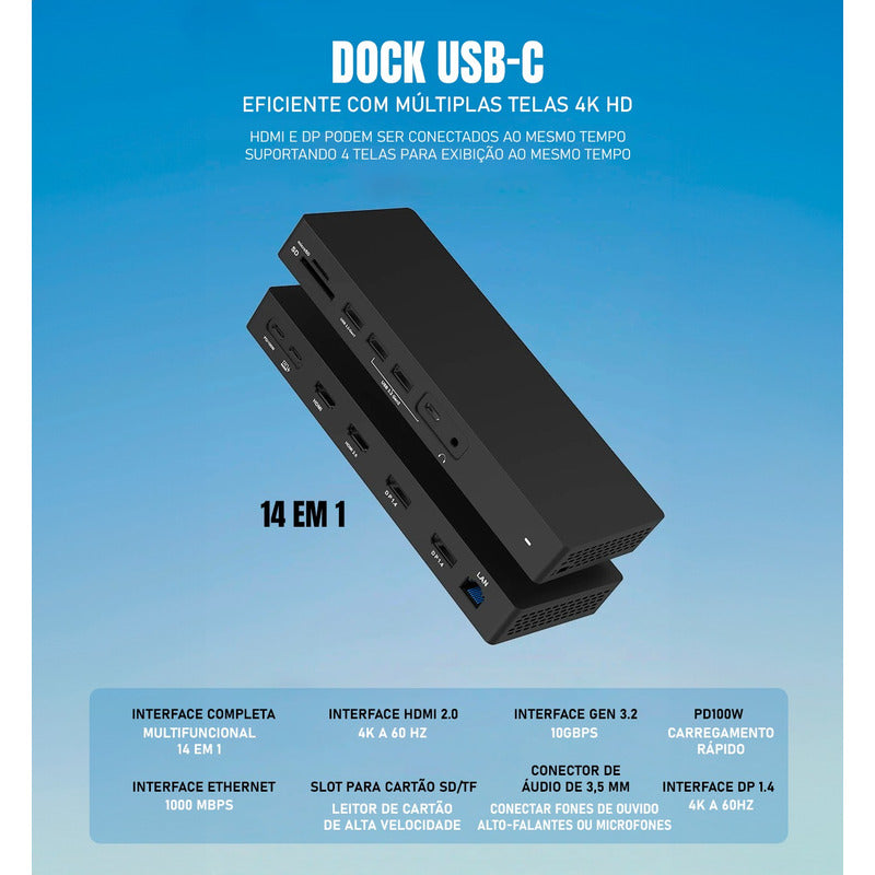 Dockstation Hub Dorn Thunderbolt Para Extender 4 Monitores