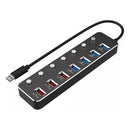 Hub USB 3.0 7 em 1 Dorn - Dock Station com Interruptores Individuais e Carregamento Rápido