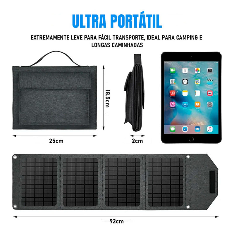 Carregador Energia Solar Usb-c Pd Para Celular Portátil 30w