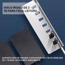 Hub USB 3.0 7 em 1 Dorn - Dock Station com Interruptores Individuais e Carregamento Rápido