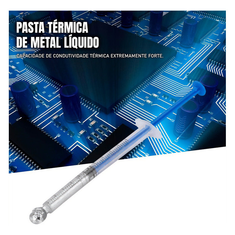 Pasta Térmica Dorn Metal Líquido Gallium - 128 W/m-K, Desempenho Extremo, Overclocking 5g