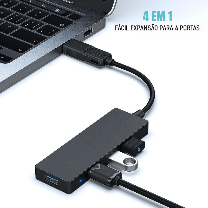 Hub USB Dorn 3.0 4 Portas - Conexão Dupla Type-A/Type-C, 5 Gbps, Alta Velocidade