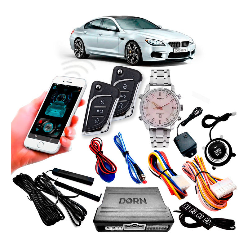 Kit Start Stop Partida Remota + Relógio Chave Keyless Preto