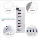 Hub USB 3.0 7 em 1 Dorn - Dock Station com Interruptores Individuais e Carregamento Rápido