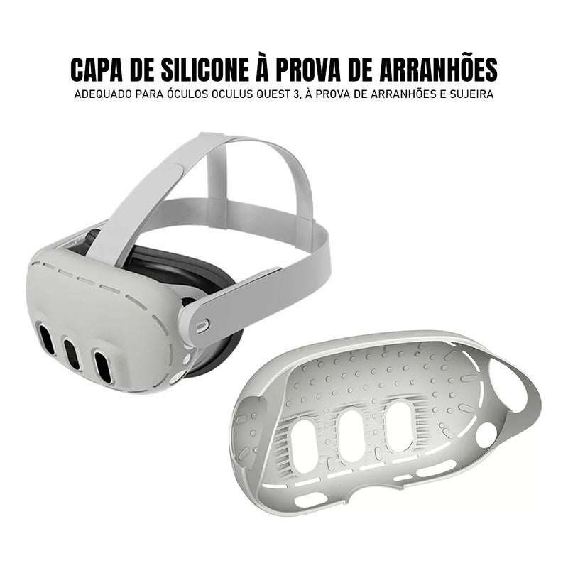 Kit de Proteção Virtua FX 5 em 1 para Meta Quest 3 - Capa, Grips, Máscara Facial e Protetor de Lentes