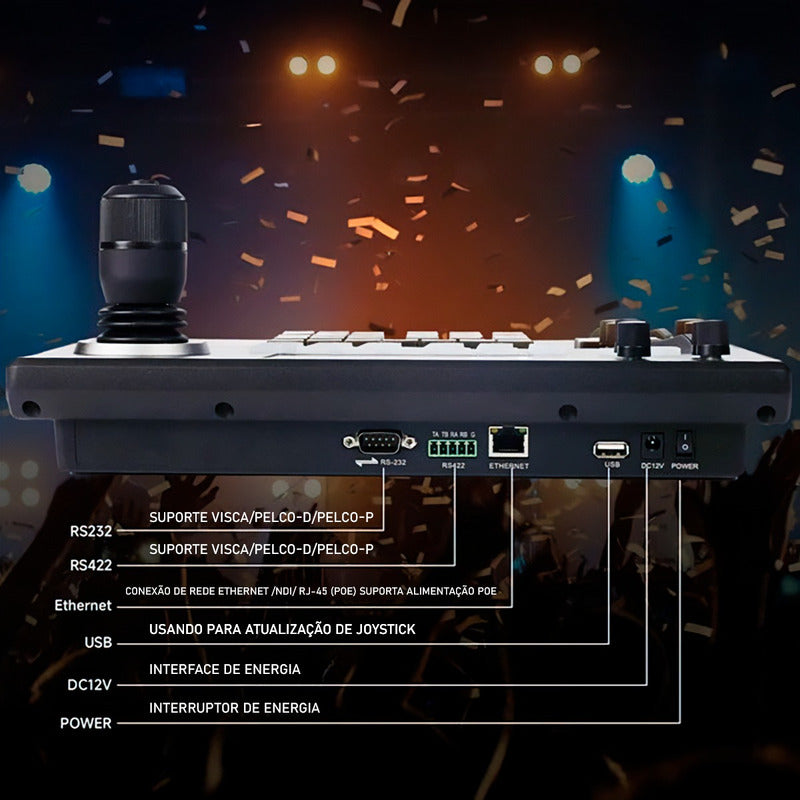 Mesa Controladora Dorn Com Joystick Para Câmeras Ptz Poe, IP, Rj45