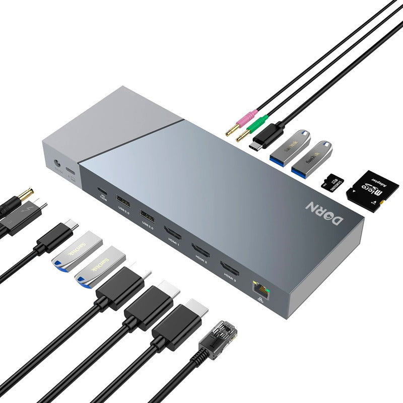 Hub Usb Dorn 15 Portas Usb-c Displaylink 3 Monitores.