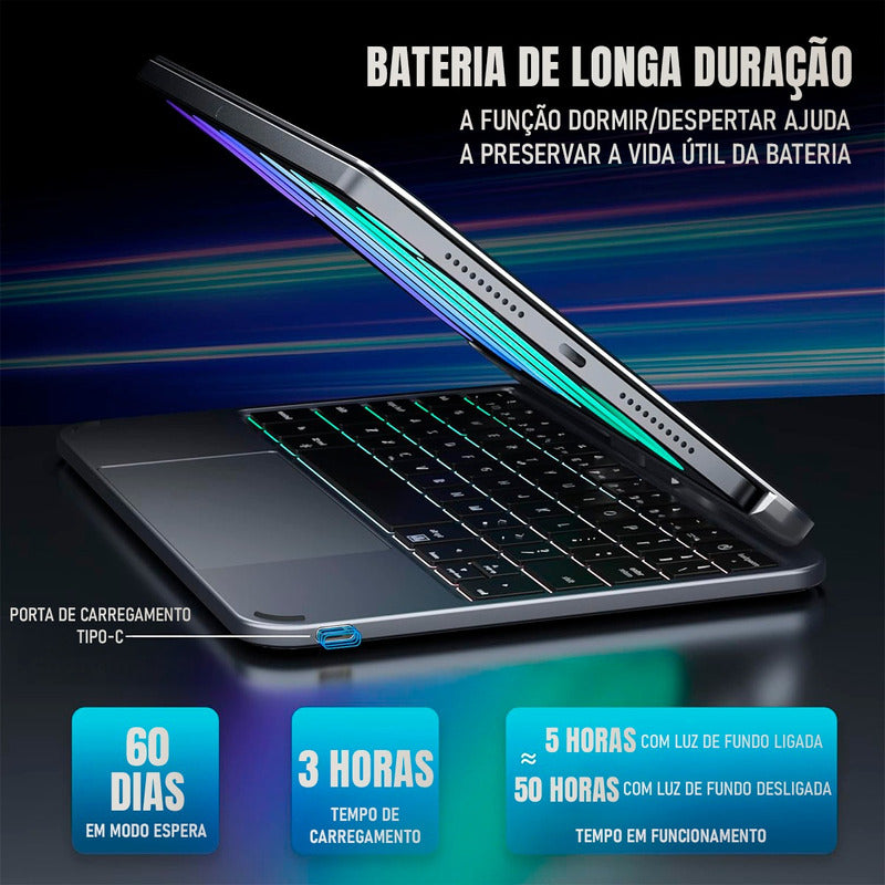 Teclado Doqo Magic Para iPad Mini 6 E 7 - Prata