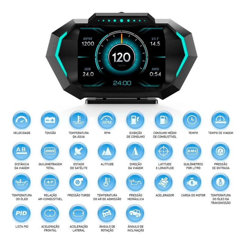 Marcador Temperatura Digital Carro Obd2 Medidor Inclinação