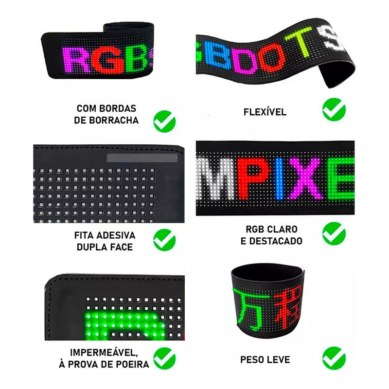 Tela Led Flexível 64x14cm Imagens E Textos Colorido 40w