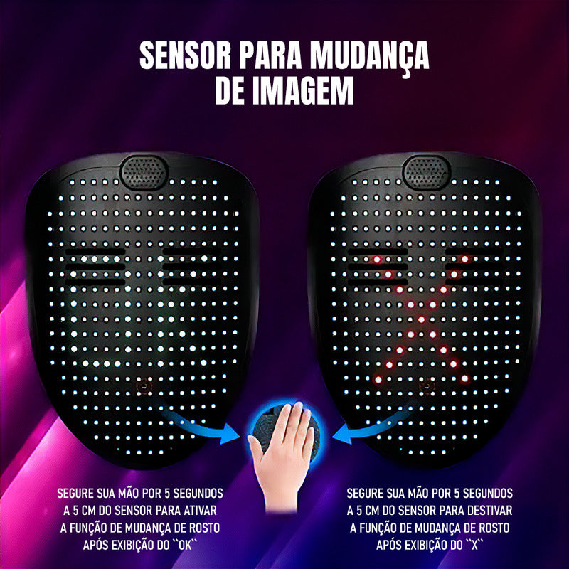 Máscara Led Com Efeito Sonoro Festa Dj  - Virtua Fx