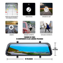 Câmera De Ré + Frontal Com Gravação Retrovisor 9 Polegadas