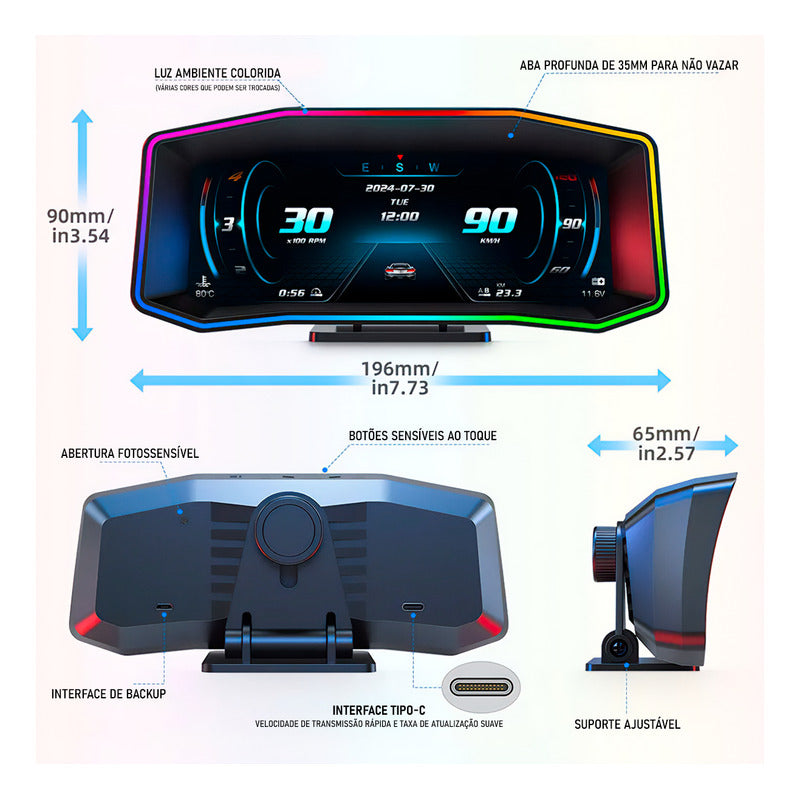 Computador De Bordo Universal Obd2 Display Hud Carro - Dorn