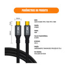 Cabo Usb-c 8k 20gbps 100w 200cm Dorn Tipo-c