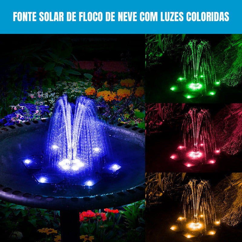 Chafariz Fonte De Água Energia Solar Submersível Decoração Led RGB