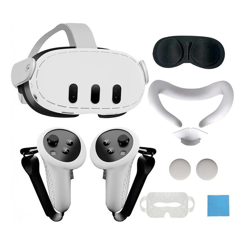 Kit de Proteção Virtua FX 5 em 1 para Meta Quest 3 - Capa, Grips, Máscara Facial e Protetor de Lentes