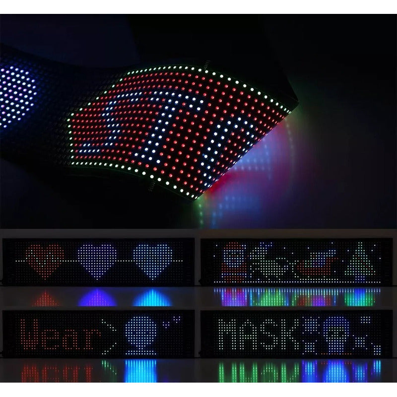 Tela Led Flexível 64x14cm Imagens E Textos Colorido 40w