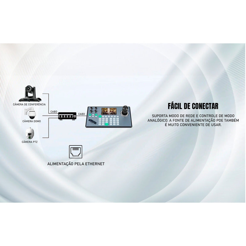 Mesa Controladora Dorn Com Joystick Para Câmeras Ptz Poe, IP, Rj45