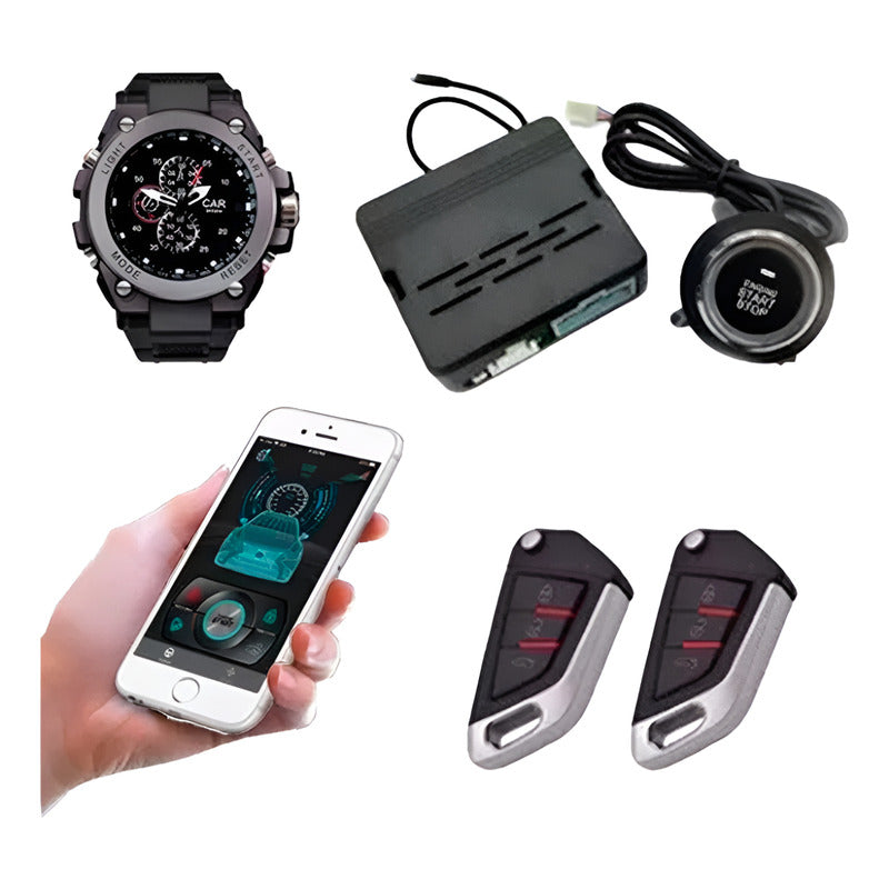 Kit Start Stop Partida Remota + Relógio Chave Keyless Preto