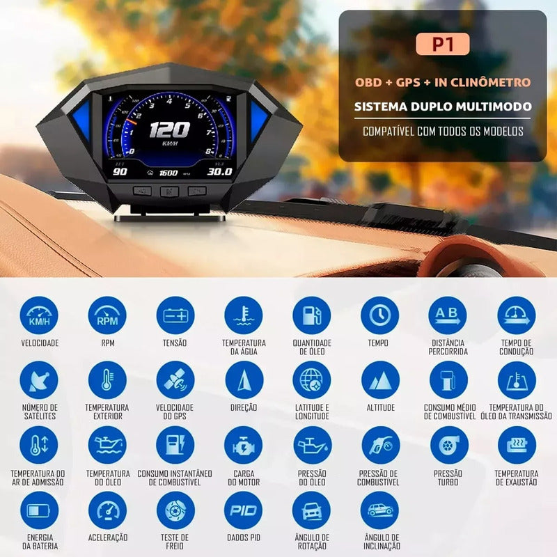 Marcador Temperatura Digital Carro Obd2 Medidor Inclinação