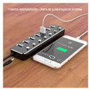 Hub USB 3.0 7 em 1 Dorn - Dock Station com Interruptores Individuais e Carregamento Rápido