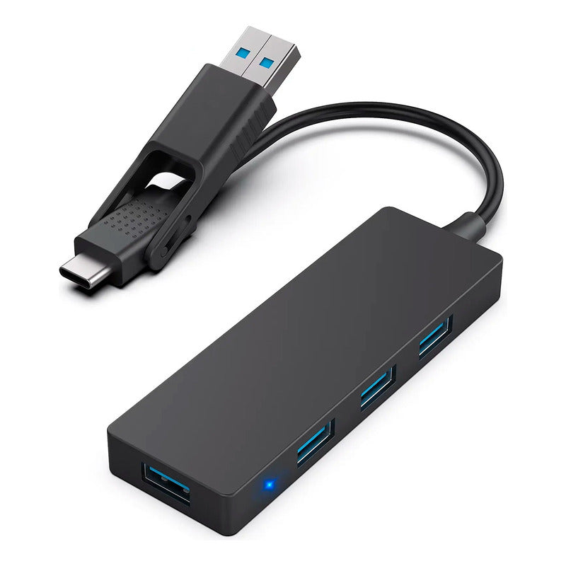Hub USB Dorn 3.0 4 Portas - Conexão Dupla Type-A/Type-C, 5 Gbps, Alta Velocidade